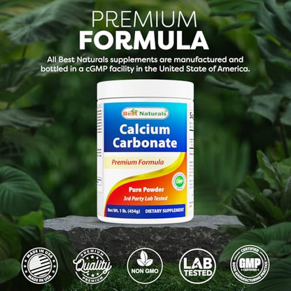 2 Pack - Best Naturals Calcium Carbonate Powder 1 Pound (Total 2 Pound) - Food Grade - size: 16 Ounce (Pack of 2)