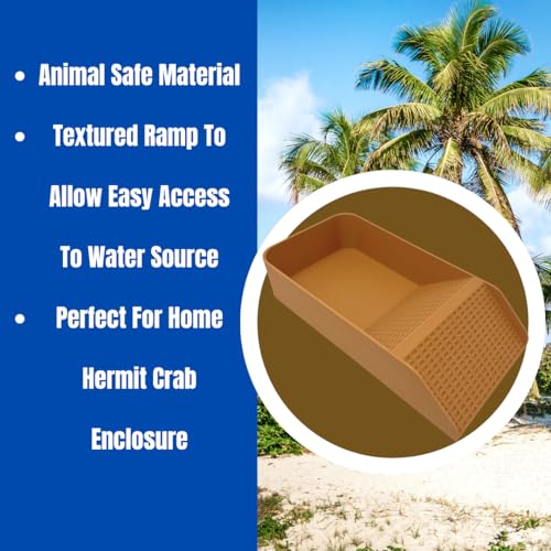 Hermit Crab, Lizard, Turtle, Amphibian XL Watering Pool | Platform Pool Accessory with Access Ramp for Pet Habitats | 9.75" x 5" | Made in USA (X-Large) (Salt Only, Tan) - color: Salt Only, Tan