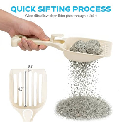 Depets Cat Litter Scoop, Litter Scoop with Wide Slats, Kitty Litter Scooper for Pine Pellets, Durable Plastic Litter Sifter Scoop - Designed for Easy Sifting, Milky White | Litter Scoop with Wide Slats, Durable Plastic Litter Sifter Scoop - Designed for E