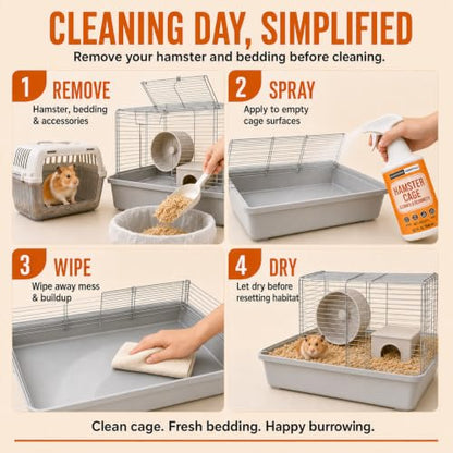 Hamster Cage Odor Eliminator & Cleaner Spray, 32oz – Made in USA | Eliminates urine odors and everyday messes in hamster cages and habitats with a pet-safe formula.