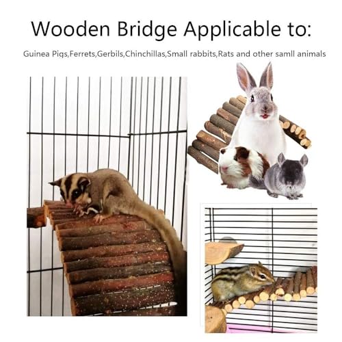 Hamiledyi Bunny Extra Large Ladder, 11.8 in X 20 in Wooden DIY Toy Rodents Chewing & Climbing Bridge Chinchillas Cage Tunnel/Hideout/Hut/Ramp/Divider for Small Animal Guinea Pig - size: M