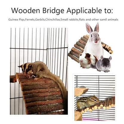 Hamiledyi Bunny Extra Large Ladder, 11.8 in X 20 in Wooden DIY Toy Rodents Chewing & Climbing Bridge Chinchillas Cage Tunnel/Hideout/Hut/Ramp/Divider for Small Animal Guinea Pig - size: M