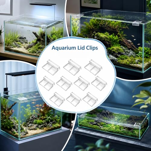 10 Pack Aquarium Lid Clips 6.3mm Aquarium Cover Bracket Rimless Fish Tank Glass Cover top Support Acrylic and Glass Aquariums top Clips Aquariums Hood Holder Plastic Fish Tank Covers