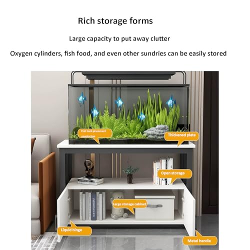 Heavy Duty Metal Aquarium Stand with 2-Tier Shelves for Fish Tanks & Reptile Terrariums, Sturdy Home/Office Rack (White, 50x40x70CM) - color: White, size: 50*40*70CM
