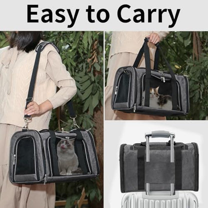 Soft-Sided Cat/Dog/Pet Carrier, Collapsible Pets Travel Carriers | For Big Cats/Small Dogs with Shoulder Strap & Removable Mat, Mesh Puppy Carry Bag,Up to 25 Lbs,TSA Airline Approved-Dark Grey - color: Dark Grey, size: 20"L x 13"W x 13"H