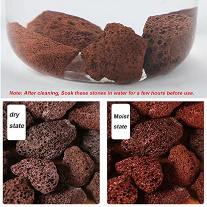 Tfwadmx 10 Pcs Aquarium Red Lava Rock Fish Tank Volcanic Pumice Stones for Shrimp Betta(1.18''-1.96'') - color: Red, size: M:1''-2''
