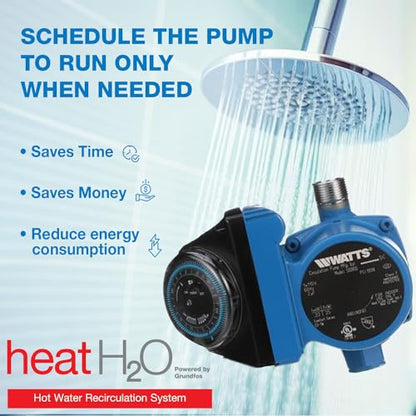 Watts Heat H2O Hot Water Recirculation System w/Programmable Timer, Instant Hot Water, 3 Year Warranty, Pump, 2 Adapters, Sensor Valve, Mounting Screws, 2 Supply Lines, Easy DIY Install (0955805) - style: Pump + 3 Yr Warranty