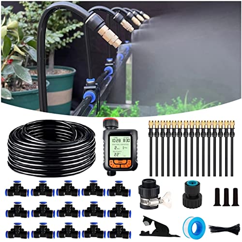 66FT Drip Irrigation Kit, Automatic Garden Watering System with Tool-Free Quick Connectors, 360° Bending Droppers & Copper Misting Nozzles for Greenhouse, Patio, Lawn & Vegetable Garden. (20M) - size: 20M