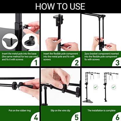 REPTI ZOO Reptile Dual Lamp Stand Adjustable Light Holder Lamp Hanging Bracket Metal Support for Reptile Glass Terrarium Heating Light Amphibians Cage - style: LH009D