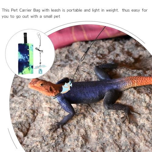 Bearded Dragon Sling Carrier and Portable Lizard Leash Set Adjustable Outdoor Reptile Carrier Bag for Travel and Pet Lizards