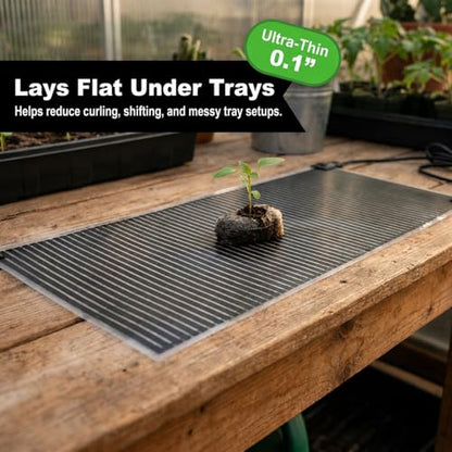 Seedling Heat Mat 11 in x 36 in, Even Heating, Water-Resistant Pad | Made in USA, Seed Starting, Helps Warms 10-20°F Above Ambient for Faster Germination, Propagation, Hydroponics & Greenhouse - size: 11" x 36"