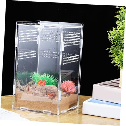 Kisangel Acrylic Reptile Egg Box Turtle Enclosure Tarantula Habitat Reptile Feeder Box Lizard Food Container Insect Feeding Lock