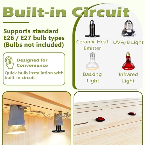 Bearded Dragon Tank, 30 Gallons Wooden Reptile Enclosure, Tempered Glass Lizard Tank, Large Bearded Dragon Enclosure with Built-in Lamp Fixture for Lizard - color: Oak, size: 30 gallons