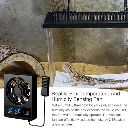 Reptile Cooling Fan Low Noise Efficient Vent Fan | Cooling Fan for Reptile Tank for Reptiles, Snakes, Rainforest Terrariums, Vivariums, Dragons, Lizards - size: A: (℉)