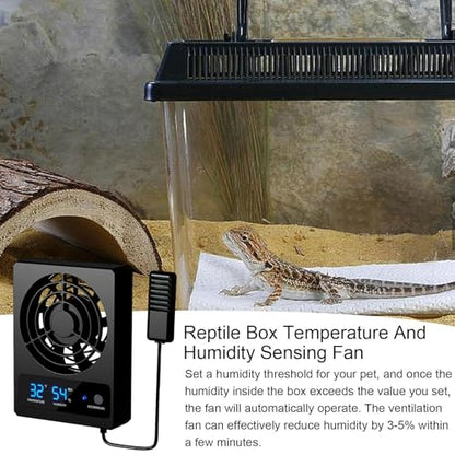 Reptile Cooling Fan Low Noise Efficient Vent Fan | Cooling Fan for Reptile Tank for Reptiles, Snakes, Rainforest Terrariums, Vivariums, Dragons, Lizards - size: A: (℉)