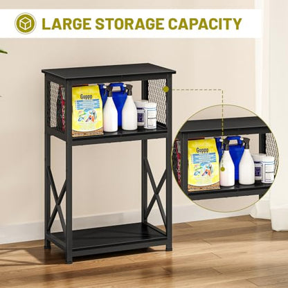 Snughome 10 Gallon Aquarium Stand with Storage, 3 Tier Heavy Metal Fish Tank Stand Shelf 20.47" x 11.42" x 30.91", Black - color: Black