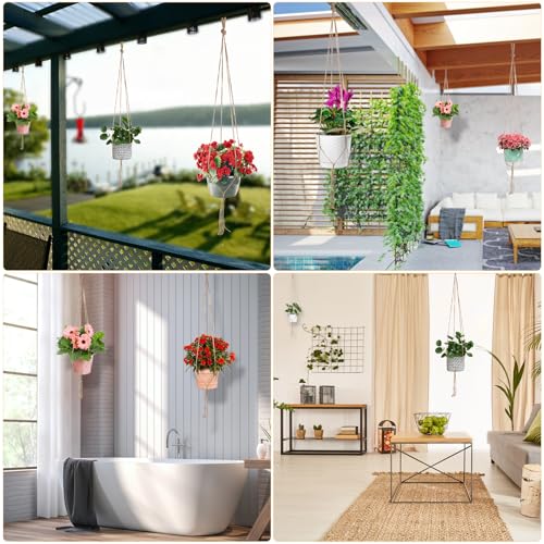 Plant Hanger, 10 Pieces 40'' Macrame Plant Hangers, Hanging Planters for Indoor Plants Pots, Plant Holder Basket Jute Rope Holder for Indoor Outdoor Garden Home Decorations (Natural)