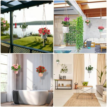 Plant Hanger, 10 Pieces 40'' Macrame Plant Hangers, Hanging Planters for Indoor Plants Pots, Plant Holder Basket Jute Rope Holder for Indoor Outdoor Garden Home Decorations (Natural)