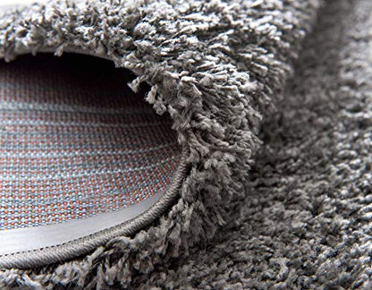 Unique Loom Solid Shag Collection Area Rug (2' 6" x 13' 1" Runner, Graphite Gray) - color: Graphite Gray, size: 2'6" x 13'1" (Runner)