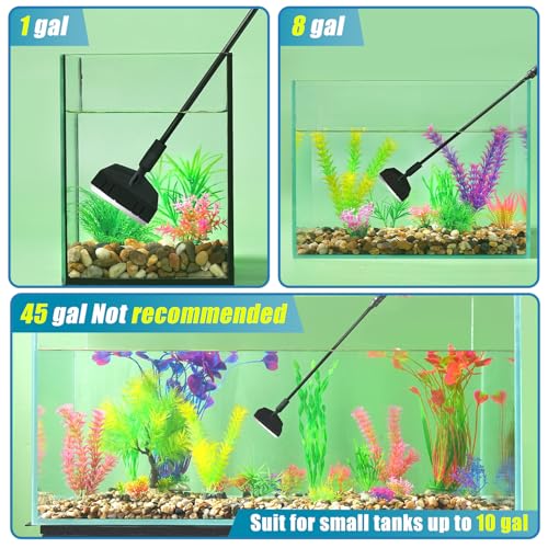 AQUANEAT Small Fish Tank Cleaner, Aquarium Cleaning Tools, 3 in 1 Glass Cleaner with Algae Scraper, Sponge Brush, for Small Nano Tanks up to 10gal - size: Small
