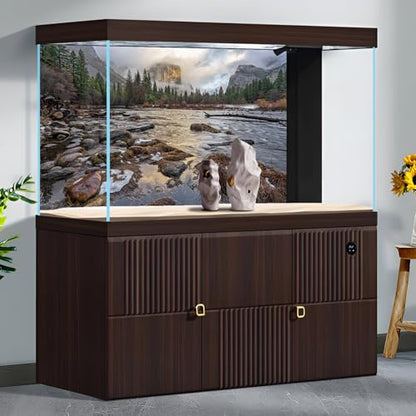 Sunset Winter Mountain Valley Aquarium Background Stormy Clouds Misty Foggy Mountains Fish Tank Background Rocks Pine Trees Wintry Stream River Reptile Tank Enclosure Backgrounds Wallpaper 24x12in - color: Foggy Grey, size: 24(W)x12(H)inches/ 60(W)*30cm(H