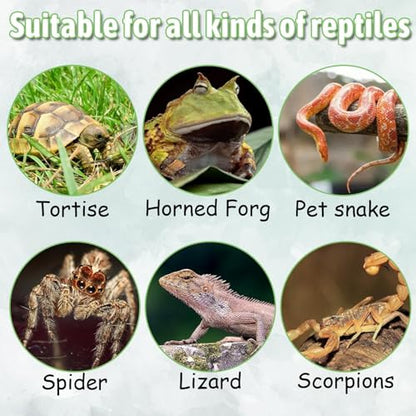 PINVNBY Reptile Water Dish, Snake Water Bowl, Resin Turtle Basking Platform with Artificial Plants, Crested Gecko Tank Accessories for Bearded Dragon, Hermit Crab, Snake (Smooth)