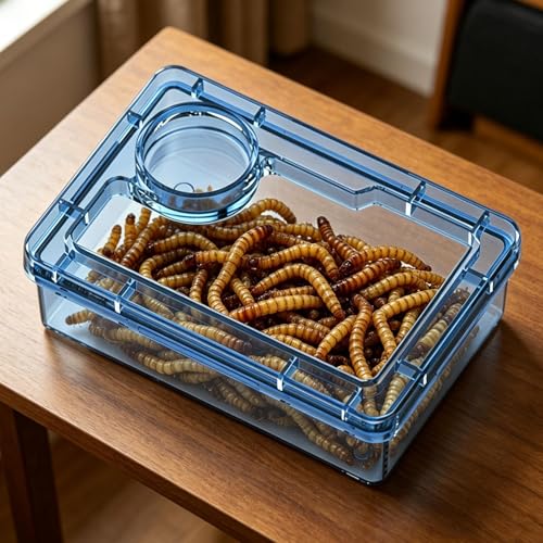 Reptile Bowl Clear Reptile Tank Accessories | Hermit Crab Food Bowl Lizard Feeder for Hermit Crab Frog Spider Chameleon Iguana Lizard Tarantula - color: Blue