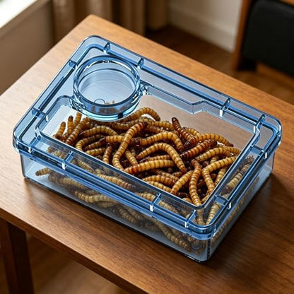 Reptile Bowl Clear Reptile Tank Accessories | Hermit Crab Food Bowl Lizard Feeder for Hermit Crab Frog Spider Chameleon Iguana Lizard Tarantula - color: Blue