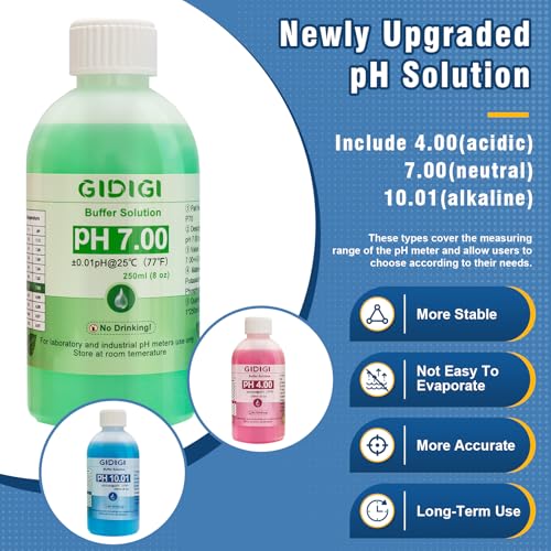 pH Meter Calibration Solution Kit, Includes 4.00, 7.00 and 10.01 | pH Probe Calibration Buffers,Tester Accessories 250 ml *3(8.4 fl oz) - color: Blue Red