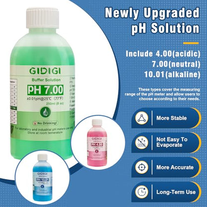 pH Meter Calibration Solution Kit, Includes 4.00, 7.00 and 10.01 | pH Probe Calibration Buffers,Tester Accessories 250 ml *3(8.4 fl oz) - color: Blue Red