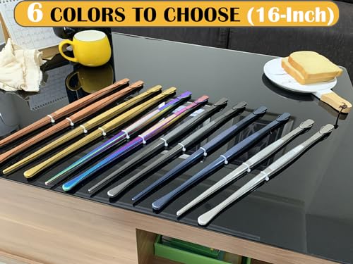 JETKONG 2 Pcs 16-Inch Kitchen Tweezers Extra Long Tweezer Tongs, Heavy Duty Stainless Steel Cooking Tweezers (Silver) - color: Silver, size: 16+16 Inch