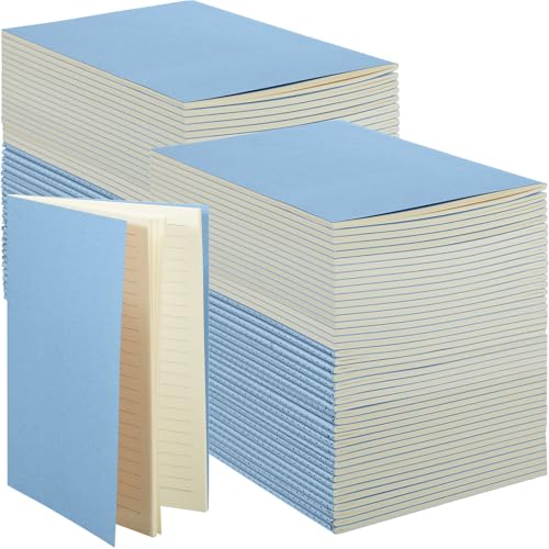 100 Pcs Journals Notebooks Bulk - Kraft Softcover A5 Small Notebooks 5.5 Inch x 8.3 Inch Notepads with 60 Page 30 Sheet for Writing Sketch Travel Office Supplies(Light Blue,Lined) - color: Light blue, style: Lined