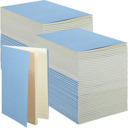 100 Pcs Journals Notebooks Bulk - Kraft Softcover A5 Small Notebooks 5.5 Inch x 8.3 Inch Notepads with 60 Page 30 Sheet for Writing Sketch Travel Office Supplies(Light Blue,Lined) - color: Light blue, style: Lined