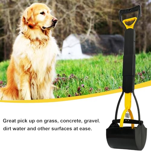 ienjoyed Dog Pooper Scooper for Large Medium & Small Dogs Heavy Duty,Long Handled Dog Poop Scooper for Grass,Durable Dog Poop Pick Up Tool (Yellow) - color: Yellow
