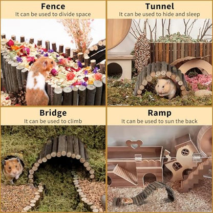Hamiledyi Hamster Bridge Wood Hamster Climbing Ladder Rat Ladder Bridge Small Animals Cage Accessories for Dwarf Syrian Hamster Mice Gerbils Sugar Glider Rat (21.7×3.5IN) - size: 21.7" × 3.5" (1 pcs)