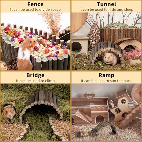 Hamiledyi Hamster Bridge Wood Hamster Climbing Ladder Rat Ladder Bridge Small Animals Cage Accessories for Dwarf Syrian Hamster Mice Gerbils Sugar Glider Wooden Hideout Toy (25.6×3.5IN) - size: 25.6" × 3.5" (1 pcs)