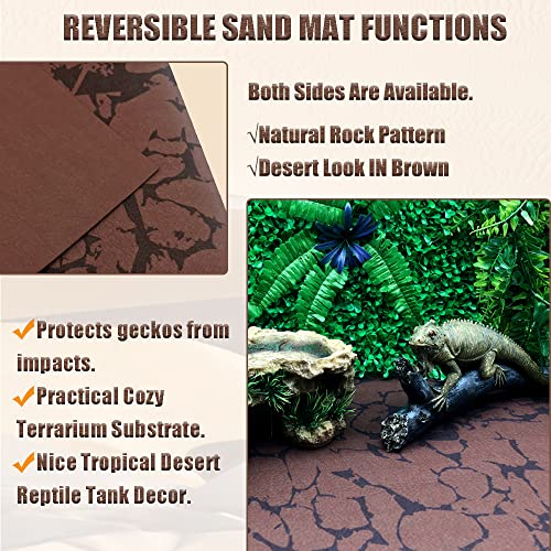 Tfwadmx 2 Pcs Reptile Carpet Sand Mat (20" L*12" W) &2 Pcs Reptile Basking Platform (12" L*6" W)