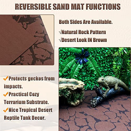 Tfwadmx 2 Pcs Reptile Carpet Sand Mat (20" L*12" W) &2 Pcs Reptile Basking Platform (12" L*6" W)