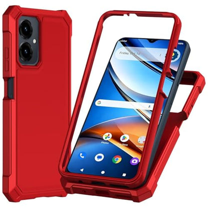 for Cricket Icon 2026 U656AC Slim Tough Hybrid Cover Phone Case + Extreme Band (Red) - color: Red