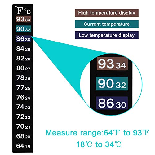 BBTO 20 Pieces Stick on Temperature Strip Adhesive Thermometer Sticker Aquarium Thermometer Sticker in Degree Fahrenheit and Celsius Display for Fish Tank and Aquarium