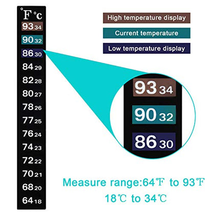 BBTO 20 Pieces Stick on Temperature Strip Adhesive Thermometer Sticker Aquarium Thermometer Sticker in Degree Fahrenheit and Celsius Display for Fish Tank and Aquarium