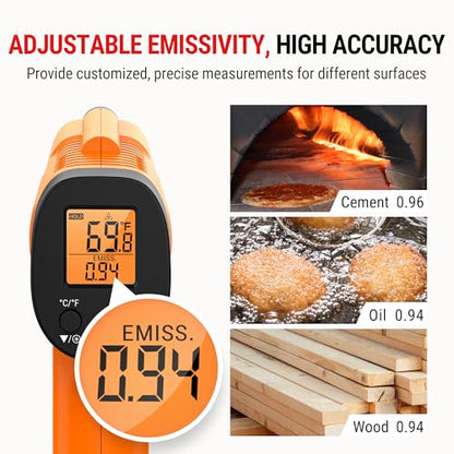 TempPro TempScan Infrared Thermometer Gun for Pizza Oven Griddle HVAC | Temperature Gun with Adjustable Emissivity, Infrared Thermometer for Cooking, Temp Gun with -58~1022°F (Previously ThermoPro) - style: 1 Laser & D:S 12:1