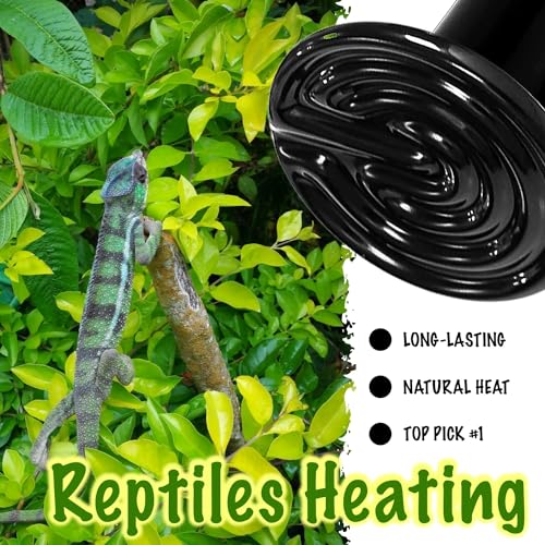 Ceramic Heat Emitter, 2-Pack 100W, Reptile Heat Lamp Bulbs, Ceramic Heating Bulb for Reptiles, Amphibian, Chick, Dog, Snake Leopard Gecko Bearded Dragon Heat Lamp