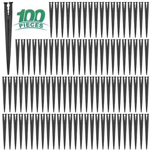 RedChili 100 Pack 1/4 Inch Drip Irrigation Support Stakes, Plastic, 5.68 Inch, Barb Connector, Ideal for 1/4-Inch Tubing, Indoor/Outdoor Use - size: 1/4" Stake