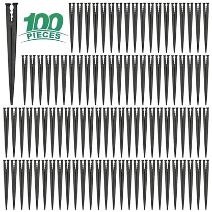 RedChili 100 Pack 1/4 Inch Drip Irrigation Support Stakes, Plastic, 5.68 Inch, Barb Connector, Ideal for 1/4-Inch Tubing, Indoor/Outdoor Use - size: 1/4" Stake