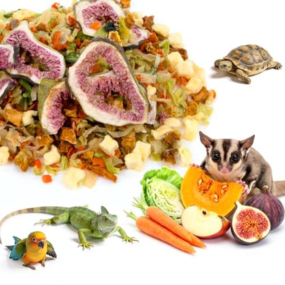 RAINFLOW High Calcium Dried Fruit & Vegetable Birds & Small Pet Food Mix | Calcium Supplement for Sugar Glider, Bird, Hamster, Parrot Treats Blend for Bearded Dragon, Guinea Pig, Rabbit & More