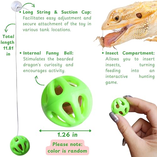 Bearded Dragon Enrichment Toys Feeder Ball, Interactive Feed Toys Bells Exercise Ball for Reptile Lizard Gecko Small Animals, Bearded Dragon Tank Accessories, Reptile Tank Accessories (Yellow) - color: Yellow