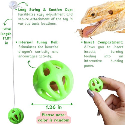 Bearded Dragon Enrichment Toys Feeder Ball, Interactive Feed Toys Bells Exercise Ball for Reptile Lizard Gecko Small Animals, Bearded Dragon Tank Accessories, Reptile Tank Accessories (Yellow) - color: Yellow