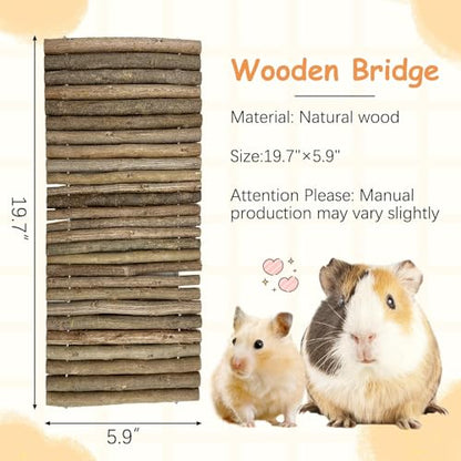 Hamiledyi Hamster Ladder Bridge, Small Animal Hideout, Tunnel, House, Ramp, Tube for Hamster, Guinea Pig, Rat, Chinchilla, Cage Accessories, Chew Toys (19.7"5.9") - size: S