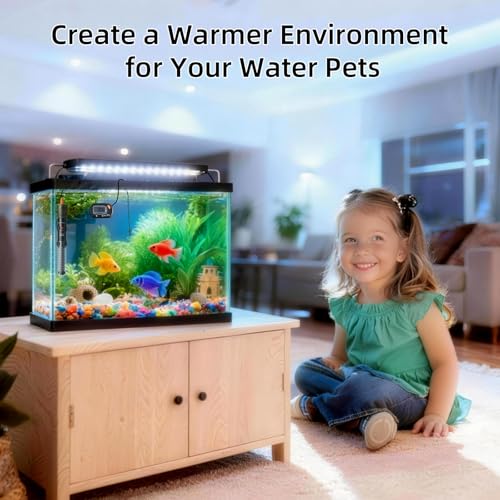 HiTauing Aquarium Heater 25W/50W/100W/200W/300W, Adjustable Knob Fish Tank Heater with Digital Thermometer, Submersible Betta/Turtle Tank Heater for Freshwater and Saltwater Tanks - size: 50W for 5-10 gallon